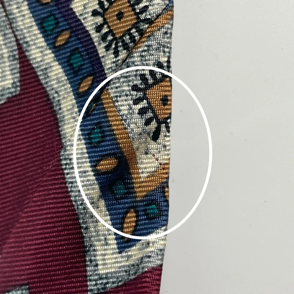 Pierre Balmain Tie Silk Men‎ Extra Long Tie Burgundy Geometric Abstract Italy